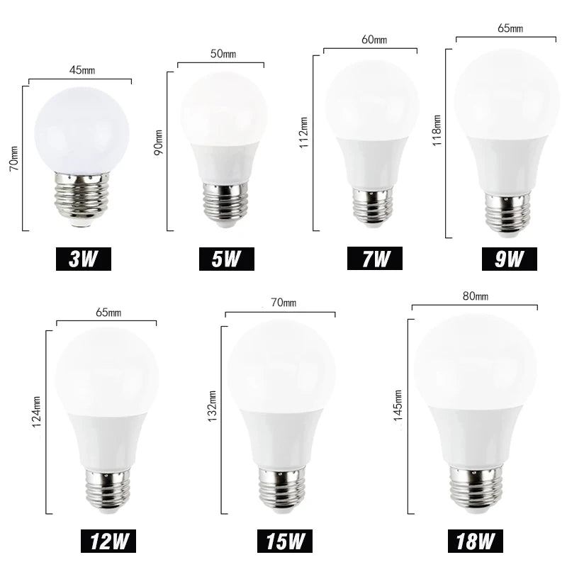 LED Bulb E27 E14 3W 5W 7W 9W 12W 15W 18W Smart IC LED lamp Light Cold White White Lampada Bombilla Lamp