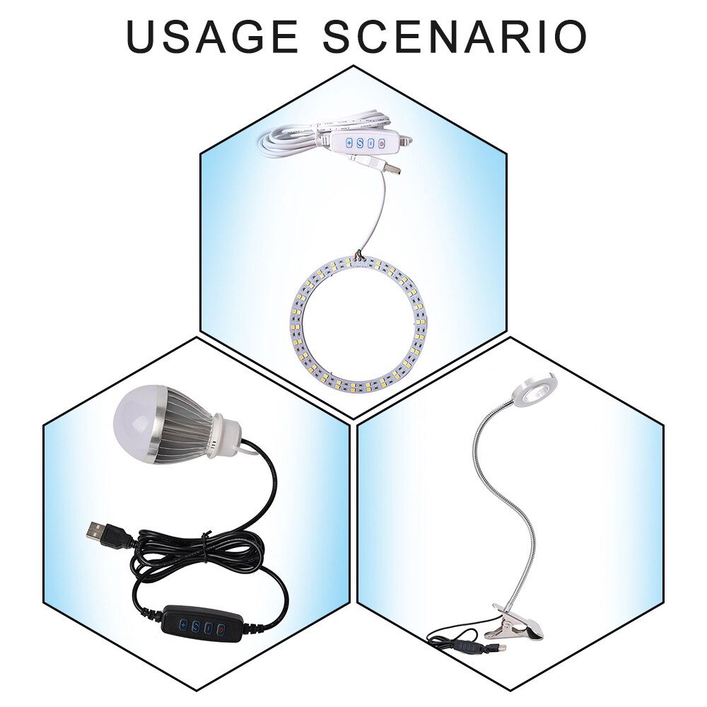 LED Dimmer USB Port Power Supply Line Dimming Color-matching Extension Cable With ON OFF Switch Adapter For LED Light Bulb