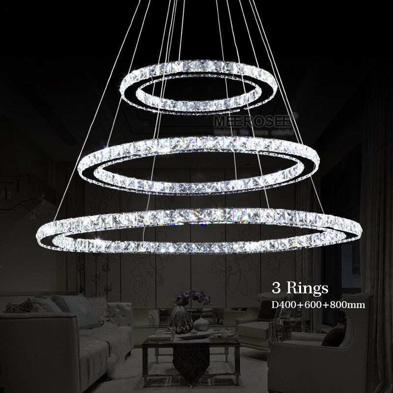 LED Crystal Chandelier Light Modern LED Circle Chandelier Lamp Hanging Lustres LED Ring Lighting Home Decoration