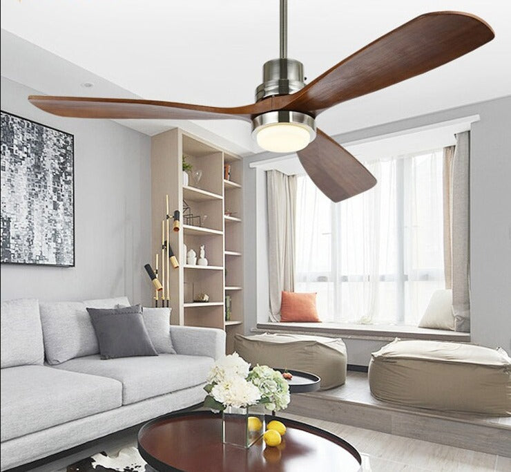 Retro Ceiling Fan Light LED Fan Chandelier Wooden LED Flush Mount Ceiling Light Fixtures  Simple Ceiling Fan 42/52 inch