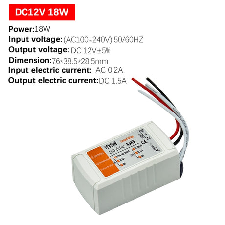 DC12V Power Supply Led Driver 18W / 28W / 48W / 72W / 100W Adapter Lighting Transformer Switch for LED Strip Ceiling Light