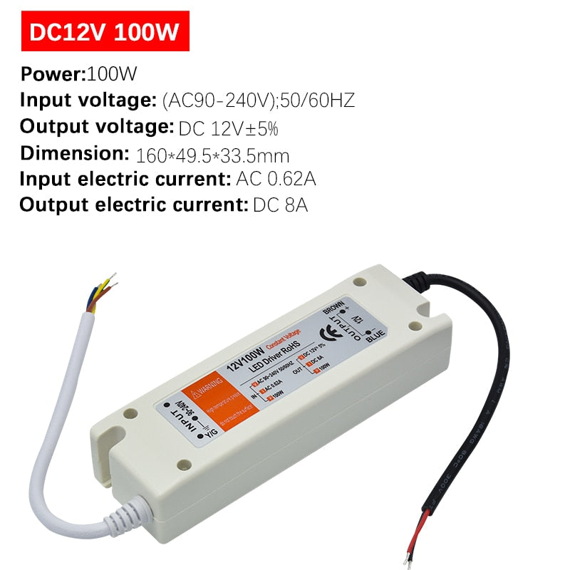 DC12V Power Supply Led Driver 18W / 28W / 48W / 72W / 100W Adapter Lighting Transformer Switch for LED Strip Ceiling Light
