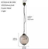 Retro Vintage Royal Empire Ball Chandelier Crystal Modern Pendant Lamp Lights E27 For Living Room Bedroom Bathroom Hotel
