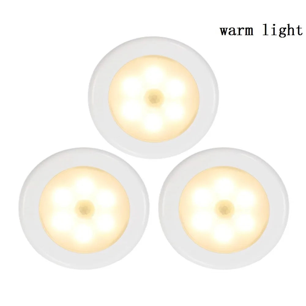 6 LED Motion Sensor Night Light - Wireless PIR Infrared Battery Powered Lamp