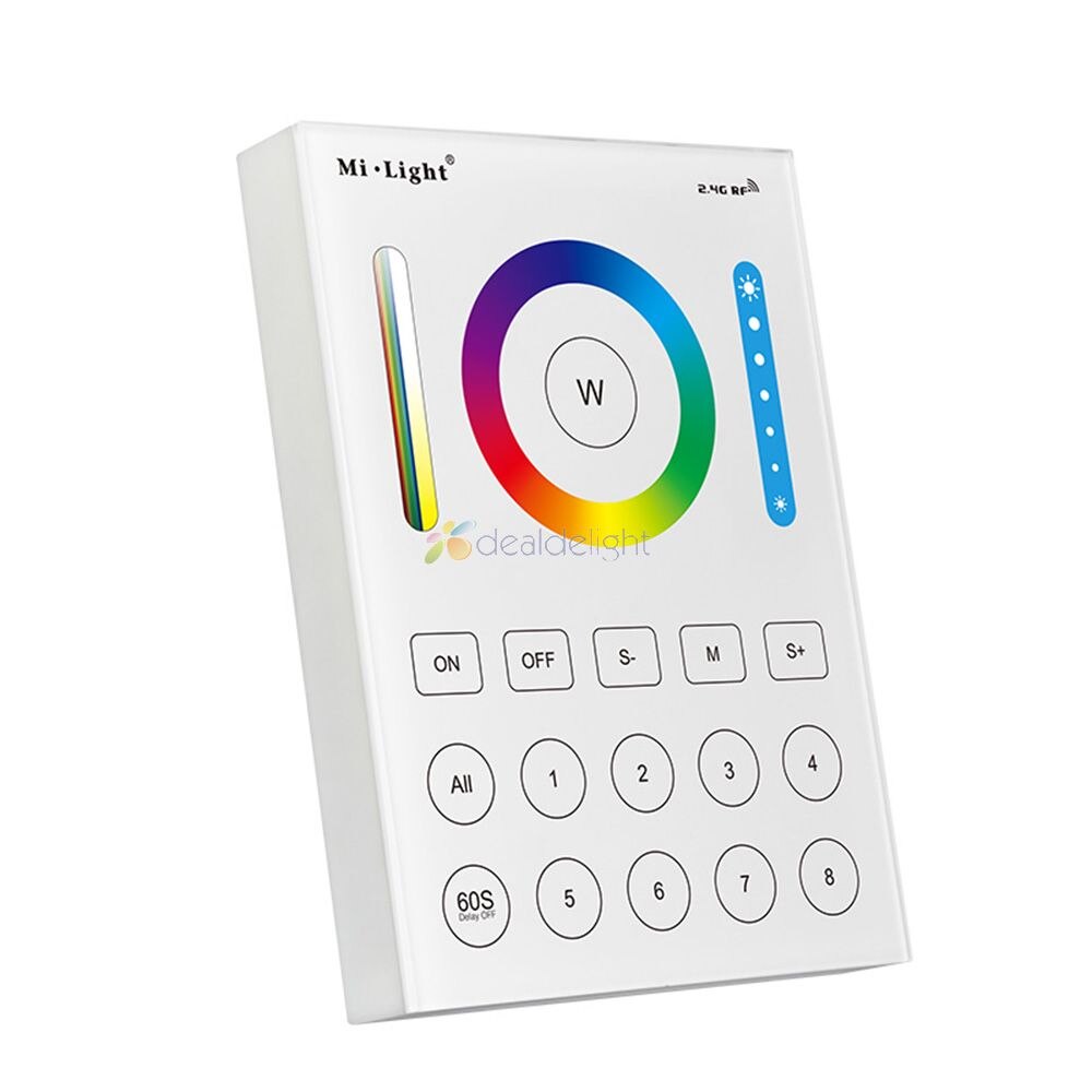 2.4G wireless 8 Zone RF Remote ; B8 Touch Panel Wall-mounted Remote; LS2 5 in 1 led controller for RGB+CCT Led