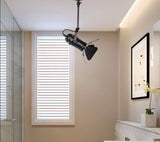 LED Retro Track Light Hotel Restaurant Bar Four-Page Blackout Spotlight Iron Industrial Style Loft Hallway Studio Ceiling Light