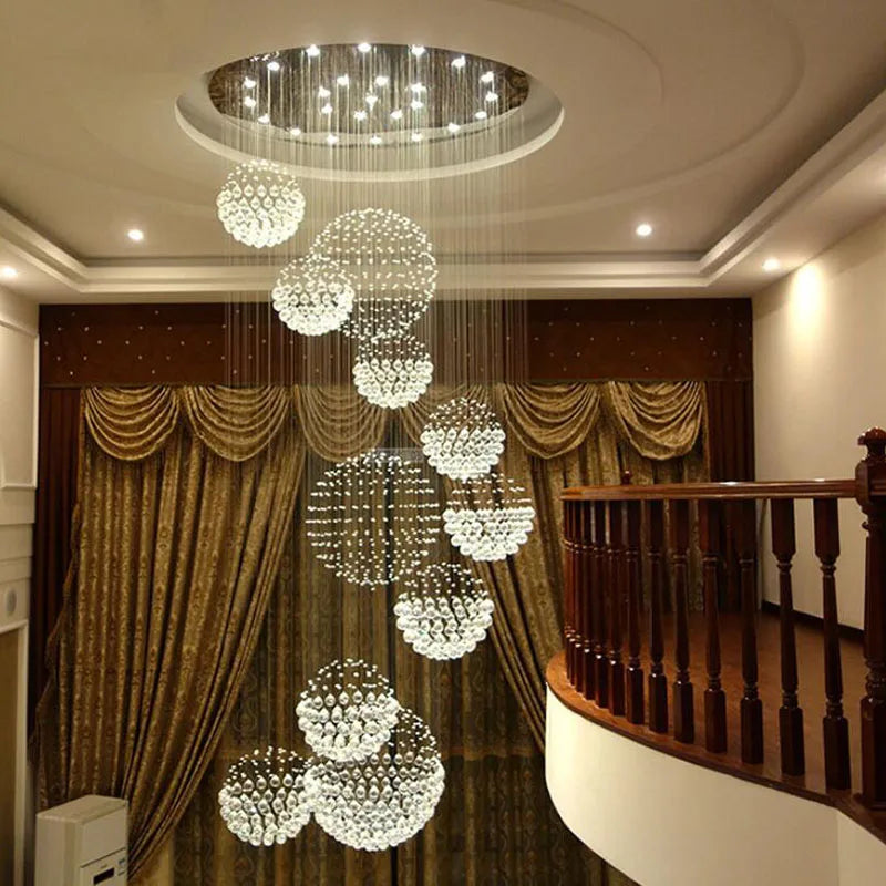 New Modern  Lustre Crystal Ball Design Chandelier Large Lustres De Cristal Lights D80*H300cm Guarantee 100%