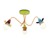 Novelty Led White Bulb Ceiling Lights Cartoon Animal Monkey Zebra Giraffe Children Kids Bedroom Room Lamps Hang Pendent Light