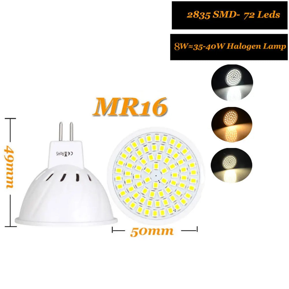 MR16 DC 12V 24V LED Bulbs Light 220V SMD 2835 Led Spotlights 4W 6W 8W Warm / Cool White / White MR 16 Base LED Lamp For Home