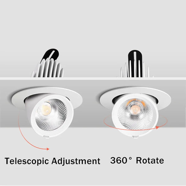 Dimmable Led Downlight 360 Rotate Adjustable Recessed Downlight Ceilin ...
