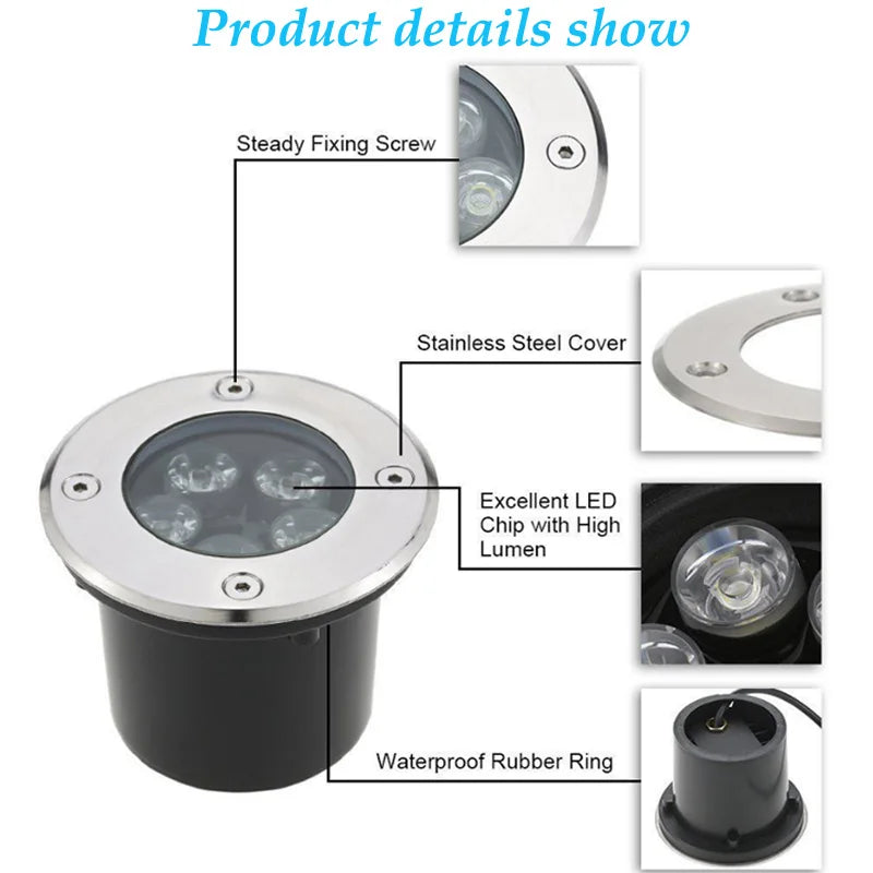IP67 3W 6W 10W 14W Waterproof LED Underground Light Outdoor Ground Garden Path Floor Buried Yard Spot Landscape AC85-265V DC12V