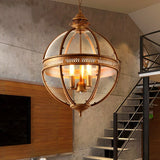 Creative personality vintage Restaurant Bar Cafe's American living room pendant light wrought iron glass lampshade pendant lamp