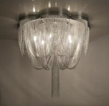 Modern light luxury tassel art personality creative meal dining room living room round led ceiling light