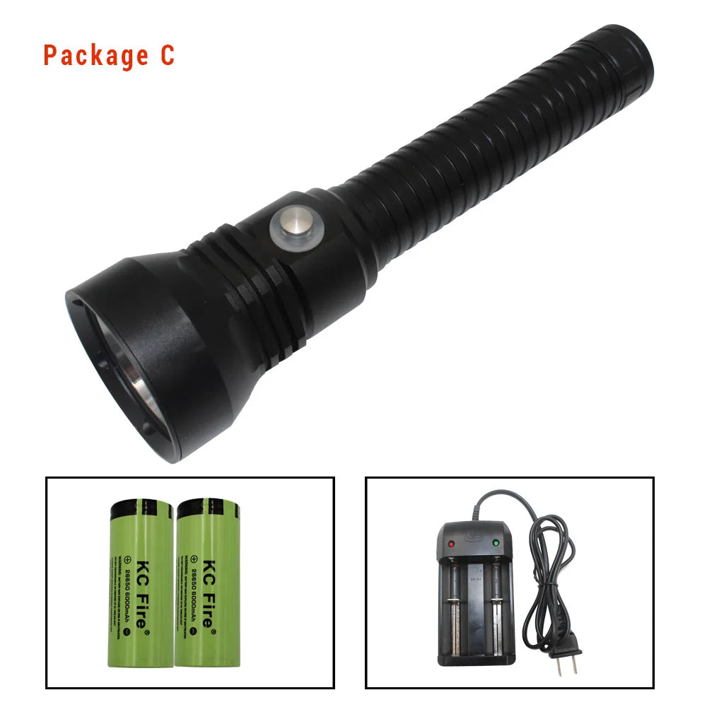 Powerful XHP70.2 LED Diving Flashlight Torch Scuba Camping 2in1 Portable Dive torch Waterproof XHP70 Underwater 100M Flashlights