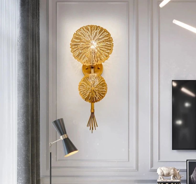 Nordic Gold Lotus Leaf Wall Lamp Led Mirror Wall Sconce Light for Bedroom Kitchen Stair Home Fixtures Industrial Decors Luminaire