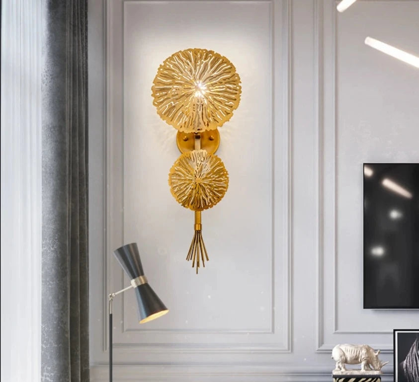 Nordic Gold Lotus Leaf Wall Lamp Led Mirror Wall Sconce Light for Bedroom Kitchen Stair Home Fixtures Industrial Decor Luminaire