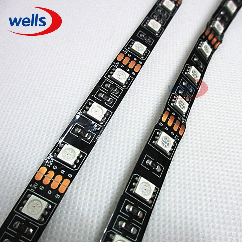 DC12V 5m 5050 LED Strip 60LED/M White Warm White RGB Black PCB 5050 SMD LED Strip Waterproof IP65/Waterproof IP20