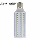LED corn bulb with E40 base and 50W rating on a white background