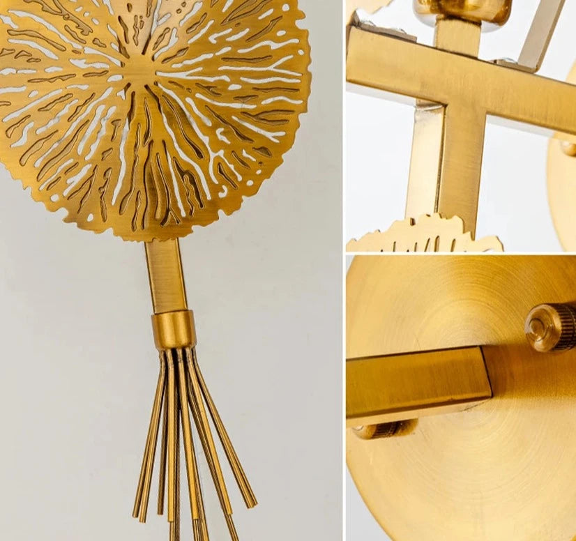 Nordic Gold Lotus Leaf Wall Lamp Led Mirror Wall Sconce Light for Bedroom Kitchen Stair Home Fixtures Industrial Decors Luminaire