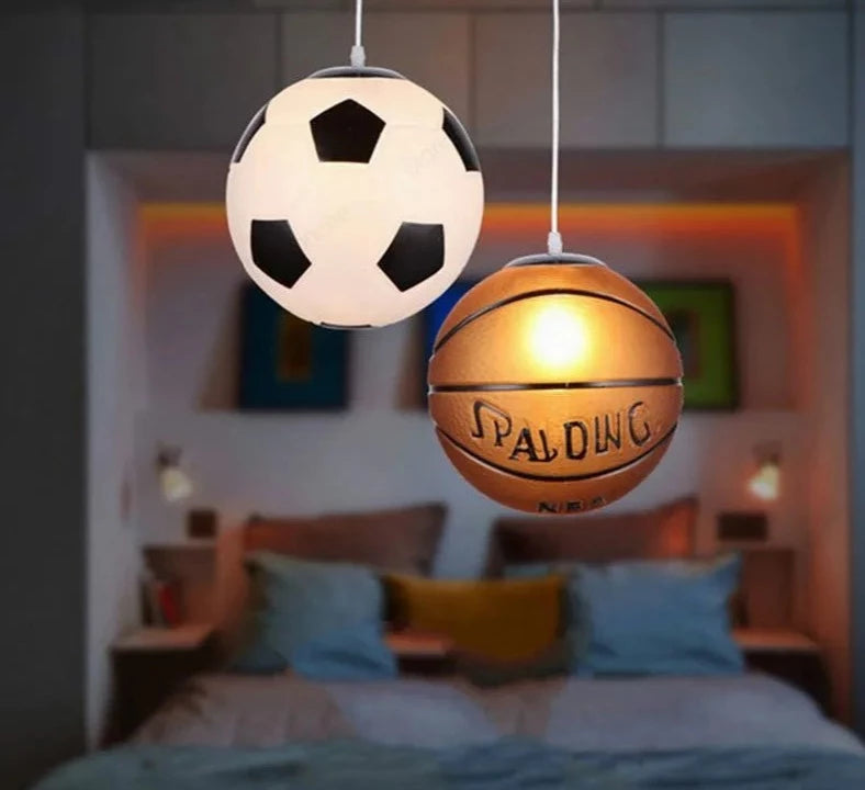 Basketball Football Glass Pendant Lights Modern Led Sport Hanging Lamp for Children&#39;s Room Kids Bedroom Home Loft Decors Luminaie