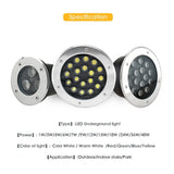 IP68 LED Underground Lamp 6W 9W 12W 15W 18W Recessed Stairs Flood Light Ground Spotlight Waterproof Outdoor Garden 220V 12V 24V