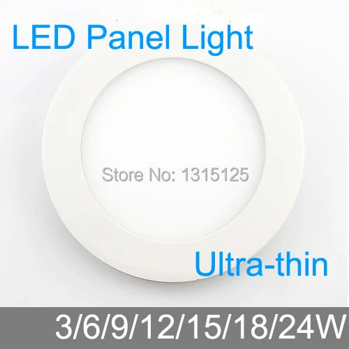 Ultra thin design 3W/6W/9W/12W/15W/18W/24W LED ceiling recessed grid downlight/ slim round panel light / LED light