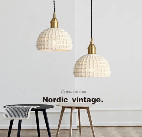 Nordic Japan Style Pendant Lights Fixtures Dinning Living Room Light White Ceramic Copper Vintage Pendant Lamp Hang lamp