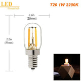 T20 Tubular LED Filament Bulbs - Dimmable E12 E14 Vintage Light Bulbs