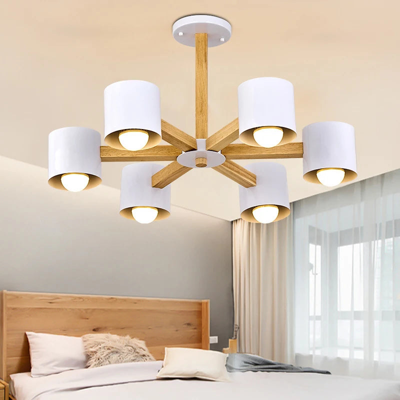 Nordic Simple Personality Creative  Living Room Lights Oak Macaron Home Lighting Chandeliers Restaurant / Bedroom / Study E 27