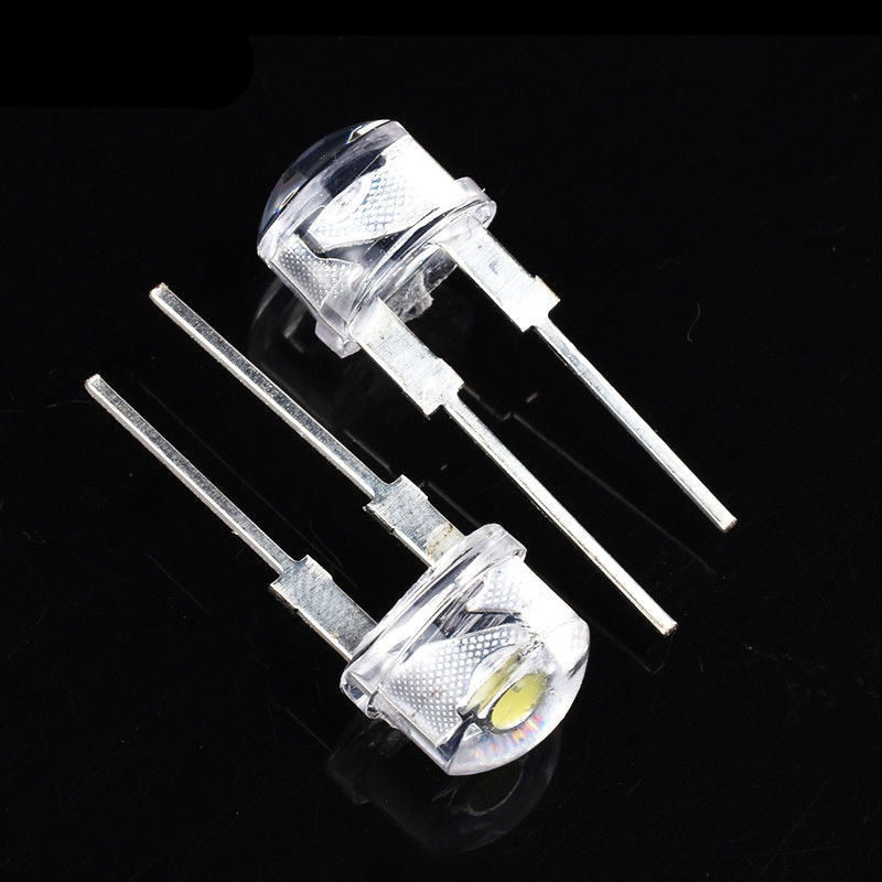 LED 8mm Straw Hat 20PCS 100PCS  Lamp Bead are White Cold Light 0.5W 0.75W  Big chips F8MM Hight Power Hat Light-emitting Diode