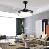 Modern Black LED Ceiling Fan Light with Remote Control 4 Clear Blades for Bedroom Living Room