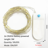 Led Strings Garland Fairy Lights Copper Wire 1M 2M 5M10M Battery Lighting Garland for Christmas Bedroom Wedding Party Decoration