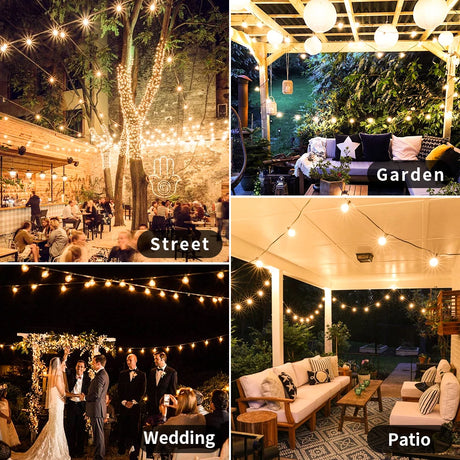30M LED Fairy String Light Globe Party Garland G40 Patio Light Warm White Clear Vintage Bulb Chain For Outdoor Backyard Decorate