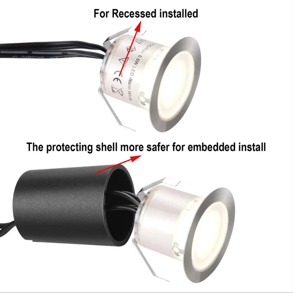 6/8pcs LED Deck Light Solar Powered 12V Underground Lights Recessed Stair Floor Lamps Waterproof IP67 Landscape Garden Lighting