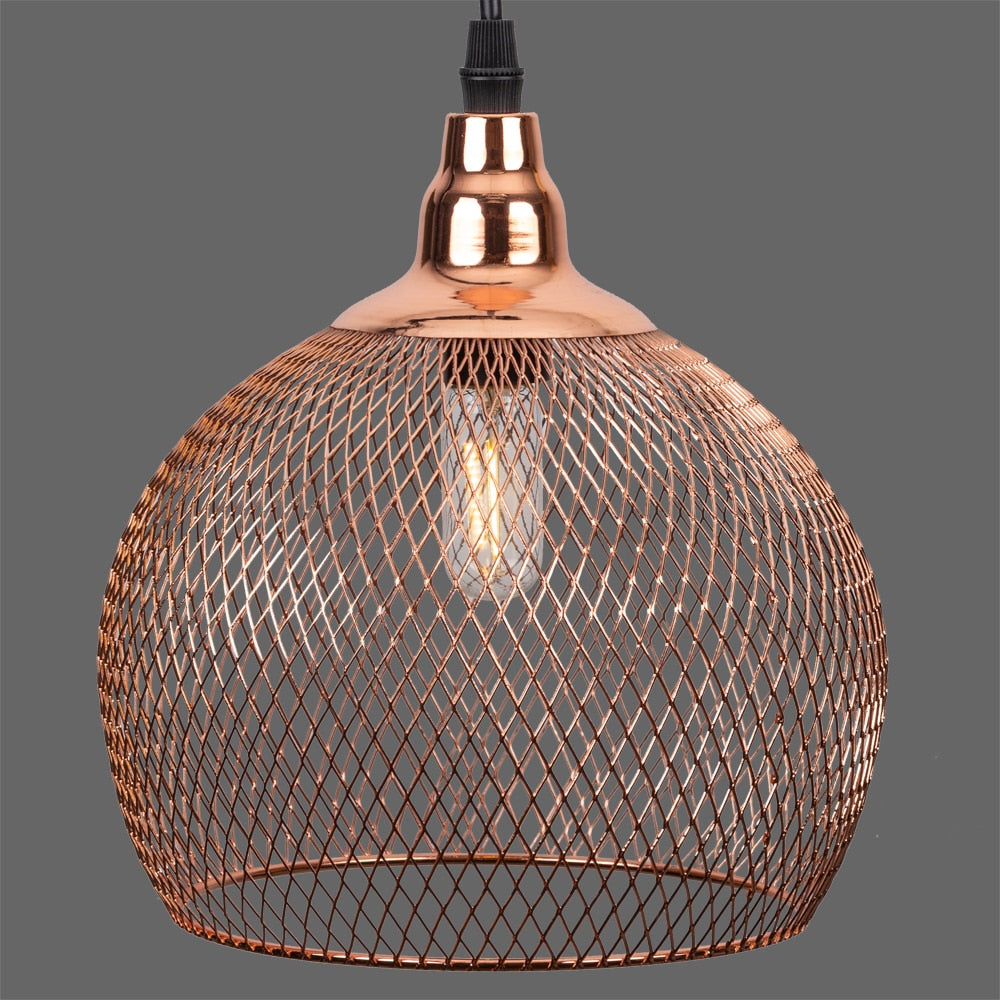 Electroplating modern  metal cage pendant lamp,vintage  rose gold birdcage creative hanging lamp for restaurant living room