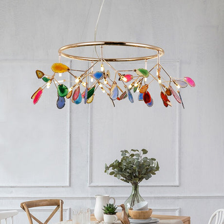 Modern Agate Decors Chandelier Lighting Color Carnelian Branches Hanging Lamp Living Room Bedroom Kitchen Lamp Interior Lighting