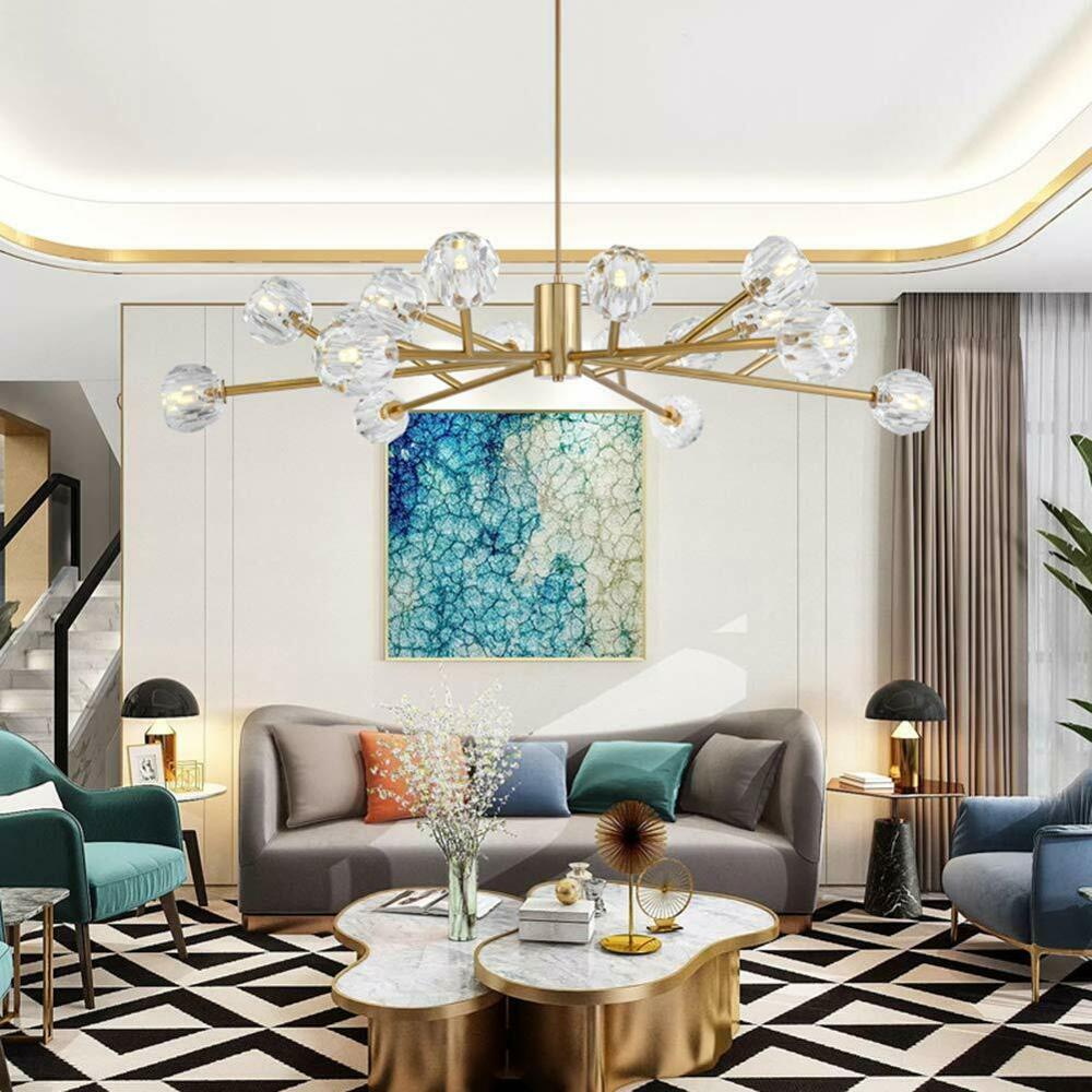 18-Heads Sputnik Chandelier G9 LED Crystal Ceiling Fixtures Lighting Decors Lamps