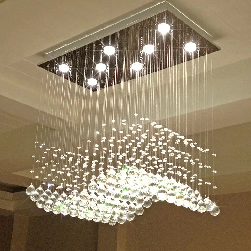 Rectangle Crystal Lamp Dining Room Chandelier Individuality Brief Light Modern Bar Counter for Home Restaurant Lighting