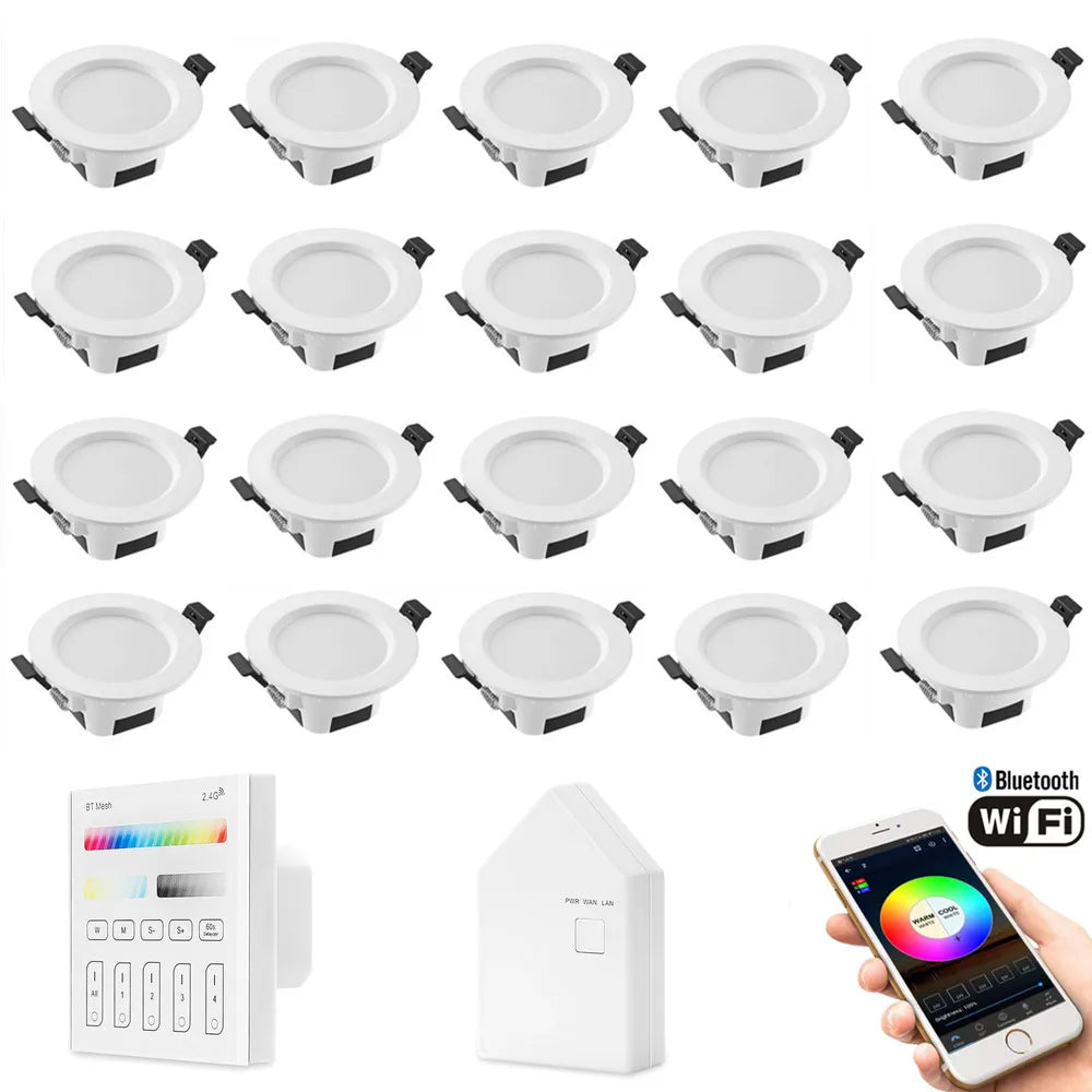 20X RGB Warm Cool White 3 in 1  LED Ceiling Lamp Down Light WIFI / Bluetooth Mesh /Touch Panel/APP/Voice Controller Timer Dimmer