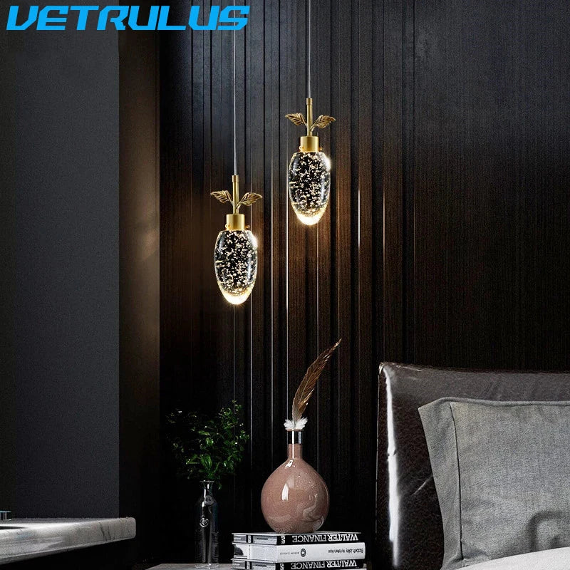 Modern Pendant Light Nordic Luxury K9 Crystal Chandelier Ceiling Lamps Hanging Fixture Indoor Living Dining Room Bedroom Decor