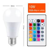 E27 Smart Control Lamp Led RGB Light Dimmable 5W 10W 15W RGBW Led Lamp Colorful Changing Bulb Led Lampada RGBW White Decors Home