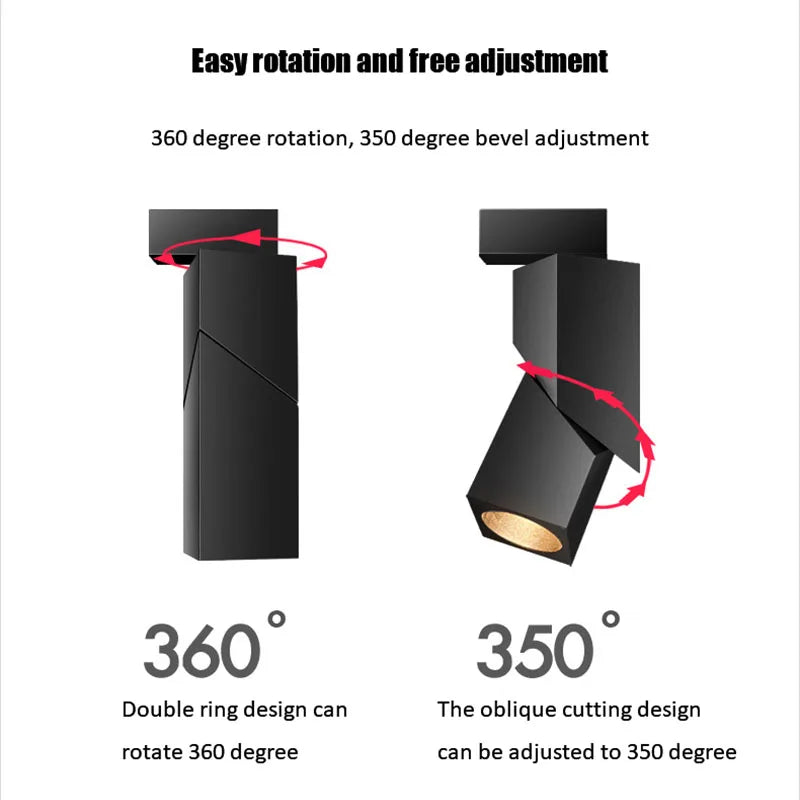 Modern LED Spotlights AC90~260V Led Folding Ceiling lamp 15W 20W Surface Mounted Downlights Lighting Litghts for Bedroom