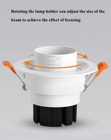 Style Zoom Beam Angle Adjustable 15-60 Degree Recessed Dimmable LED Downlight 10W 12W 15W 18W 20W 24W COB Ceiling Spot Light