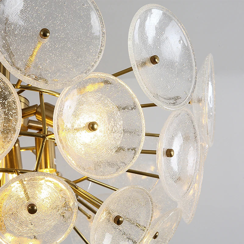 Modern Chandelier Round Ceiling Frosted Glass Copper Hanging Lamp luxury Pendant Lights For Living Bedroom Dining Room