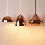 Rose Gold Electroplating Mirror Globe Pendant Lamp - E27 Glass Ball Light