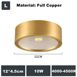 Full Copper 220V LED Ceiling Downlight Nordic Hallway Corridor Porch Surface Mounted Brass 6W 8W 10W Spot Light Fixture
