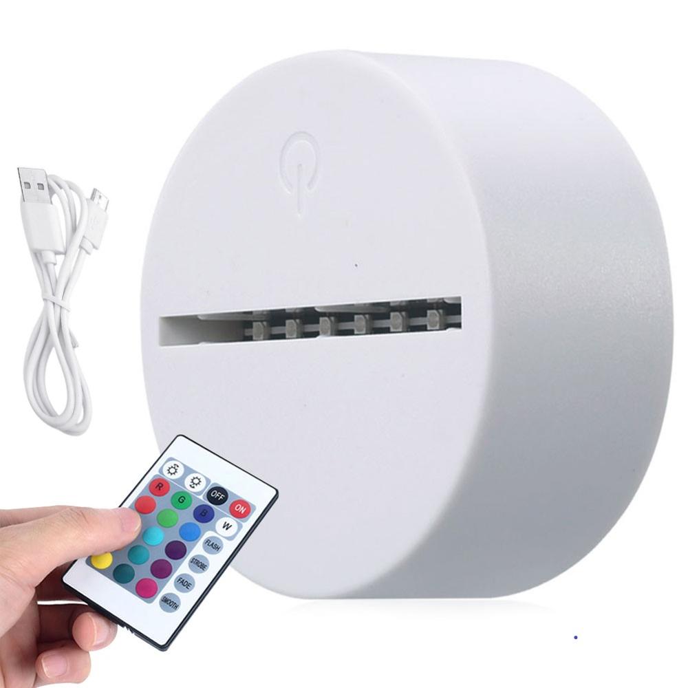 Acrylic 3D LED Lamp Base Table Night Light Base LED 7 Color-Adjust ABS USB Remote Control Lighting Accessories Bulk Wholesale