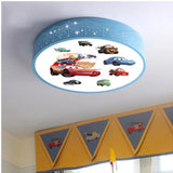 Cartoon Car Round LED Ceiling Light (Dimmable with Remote) - Modern Flush Mount Ceiling Lamp Fixture for Kids Bedroom, Nursery, Playroom & Corridor