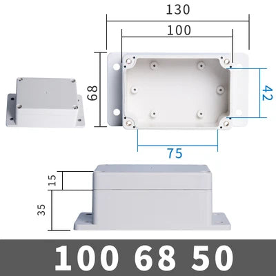 IP67 Waterproof Electronic Project Box with Mounting Ears - Outdoor Plastic Junction Enclosure & Instrument Housing Case