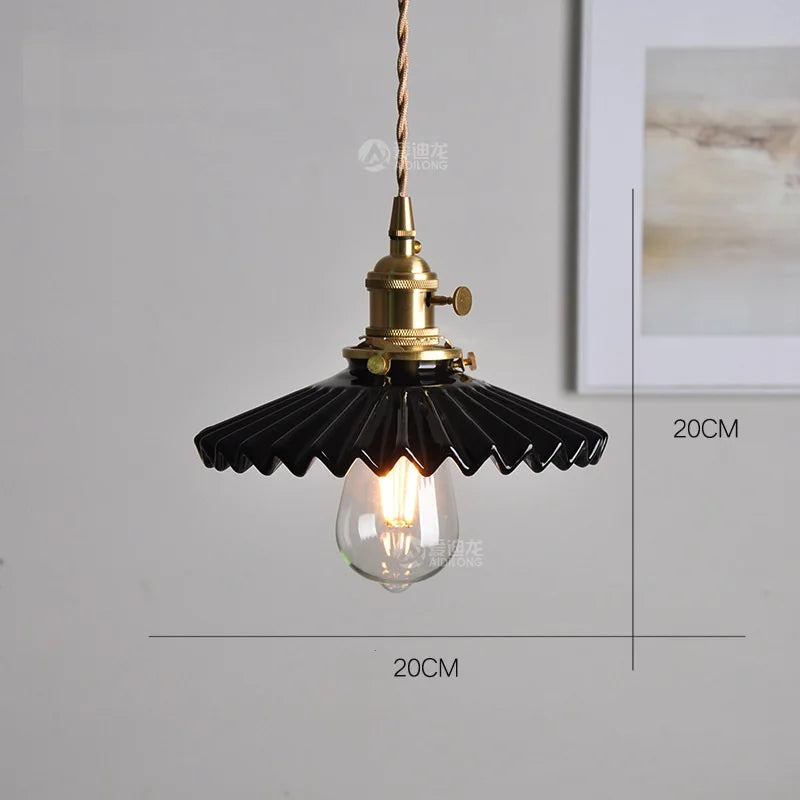 Nordic White Ceramic LED Pendant Lights Fixtures Knob Switch For Bedroom Dinning Living Room Modern Copper Hanging Lamp